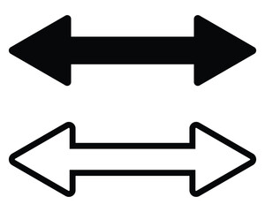 Left Right Arrow icon.Double horizontal arrow icon.Browse Horizontal Two Way Arrow Icons.Double arrow icon set vector in two styles isolated on white background.Round Corners Double Arrow Shape Icon - obrazy, fototapety, plakaty