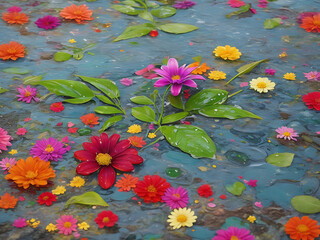 Wallpaper tileable pattern of of blooming created with Generative AI technology 