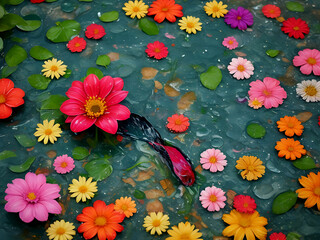 Wallpaper tileable pattern of of blooming created with Generative AI technology 