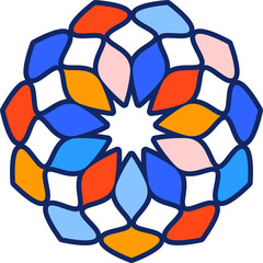 Kaleidoscope colorful pattern. Stained glass window Mosaic illustration. 
