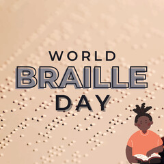 World Braille Day January 4 background illustration
