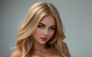 Sexy woman with blonde hair and blue eyes close up. Portrait of a beauty Romantic Sexy woman. Sexy sensual romantic blonde woman, beautiful girl. Sexy model, closeup portrait.