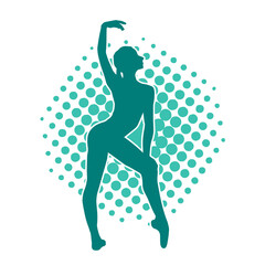 Silhouette of a ballet dancer female in pose. Silhouette of a ballerina in action pose.