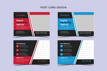 Fotobehang Post card Business Template Design © Shamsul75