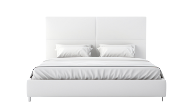 Details in the house,Contemporary Bed isolated on transparent and white background.PNG image.