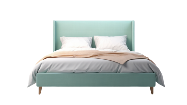 Details in the house,Contemporary Bed isolated on transparent and white background.PNG image.