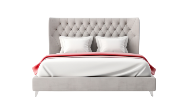 Details in the house,Contemporary Bed isolated on transparent and white background.PNG image.