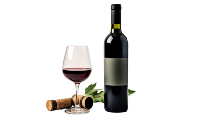 Bottle of wine pothography isolated on transparent and white background.PNG image.