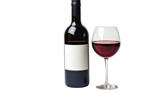 Bottle of wine pothography isolated on transparent and white background.PNG image.
