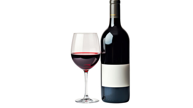 Bottle of wine pothography isolated on transparent and white background.PNG image.