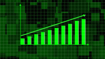 Business growth concept in allusive graph chart show success graph on background.