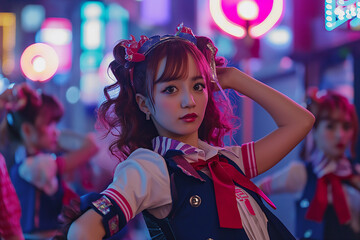 ステージでライブする日本のアイドルグループ