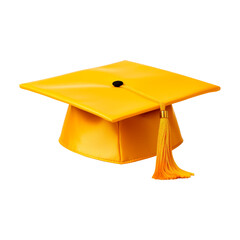 Yellow graduation cap. Isolated on transparent background.	 - obrazy, fototapety, plakaty