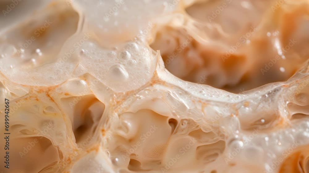 Poster a macro shot of a sourdough starter, revealing the intricate web of microorganisms at work that prod