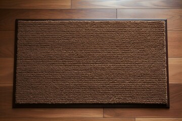 Simple Brown Doormat on Parquet Floor, Generative AI,