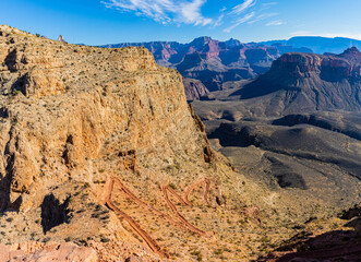 Switchbacks Descending Toward The Tonto Platform and Skeleton Point, Grand Canyon National Park,...