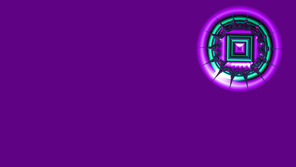 turquoise and pinky purple with green design on black