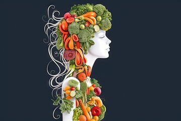 illustration lifestyle food healthy carrots tomatoes salad broccoli vegetables made Woman - Powered by Adobe