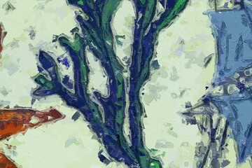 Oil painting and various flowers, marine creatures, chrysanthemums, roses, peonies