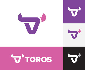 Minimalist bull head symbol design. An abstract bull head vector mark.