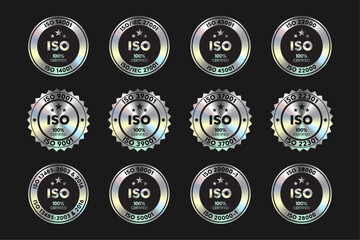 ISO certification stamp vector. hologram stamps.