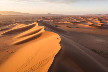 Fototapeta na wymiar The vast expanse of a desert at dawn