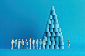 concept strategy business background colored blue standing more achieves everyone together Team