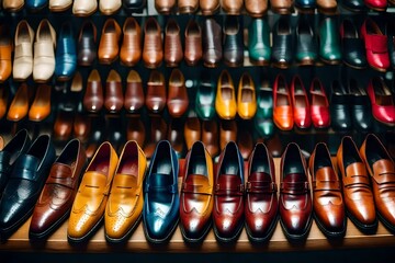 The store's assortment of vibrant leather shoes - Powered by Adobe