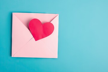letter love mail romantic card greeting day valintines background blue space copy empty heart envelope Pink