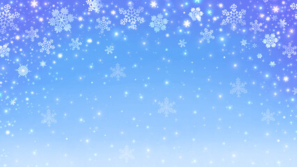 おしゃれな雪の結晶の背景　素材　キラキラ柄　雪景色　冬景色　飾り　16:9