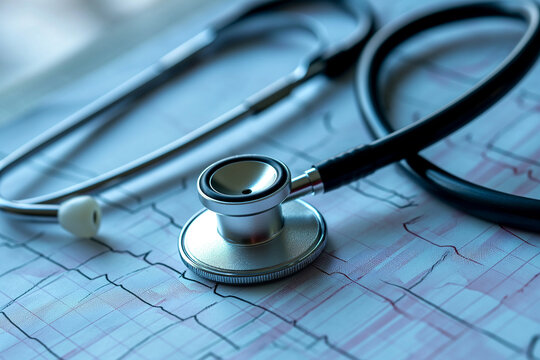 The statoscope lies on paper with a cardiogram