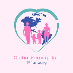 Global Family Day Celebration Vector, Illustration. January 1.