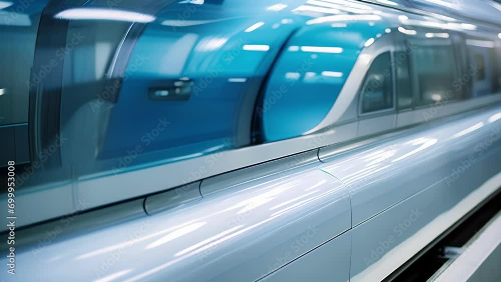 Poster a highangle shot of the aerodynamic design of a maglev train, allowing for minimal air resistance an