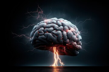  trauma out burn attack migrane stress pressure psychological lightning brain Human - obrazy, fototapety, plakaty