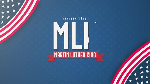 Martin Luther King Jr. Day US American waving Flag animation,  January 15th of MLK day concept.
