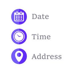 Date, Time, Address or Place Icons Symbol