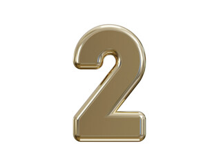 luxury golden number 2 typography 3d render