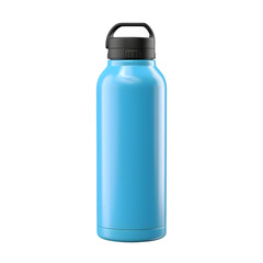 Blue plastic sport water bottle isolated on transparent background