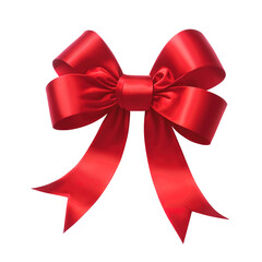Red gift ribbon bow isolated on white background