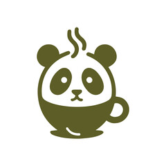 simple panda and coffee logo illustration design. This logo is suitable for cafe businesses © Thetwins