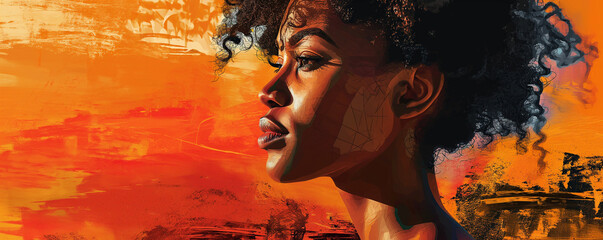 Illustration of an African American woman's silhouette, representing themes of empowerment and social justice for Black Lives Matter and Black History Month.