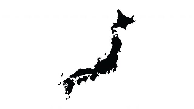 Animation forms a map icon for the country of Japan
