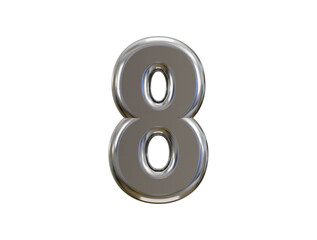 luxury silver number 8 typography 3d render