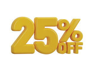 colorful 25 percent discount typography 3d render