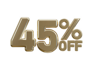 luxury golden 45 percent discount typography 3d render