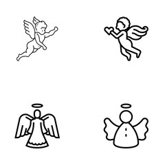 Collection of icons. Angel of love and compassion. Illustrations vector.