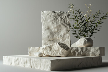 White Stone Podium for Cosmetic Product Display