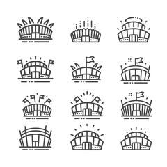 Collection of icons. Stadium sports line illustration vector.