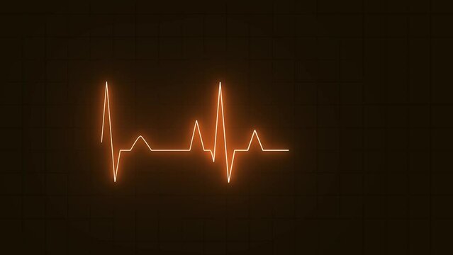 Heartbeat Pulse Rate animation. Heart rate monitor. Blood pressure Pulse trace animation. Heartbeat ecg electrocardiogram neon line wave