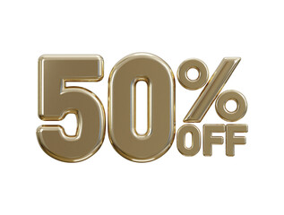 luxury golden 50 percent discount typography 3d render